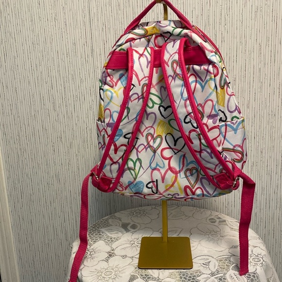 Colorful Heart Pattern Backpack Causal Travel Daypack College Backpack - Picture 3 of 11